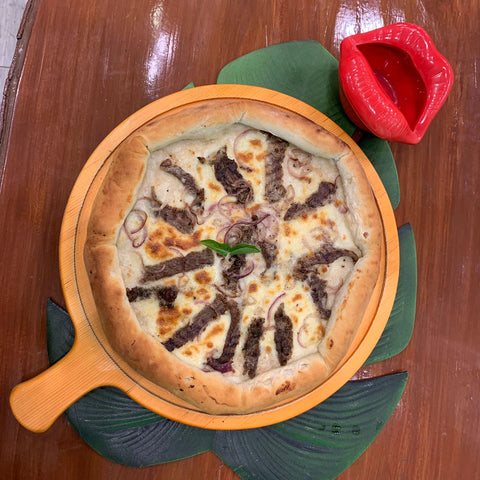 Half Rib Eye Steak Pizza