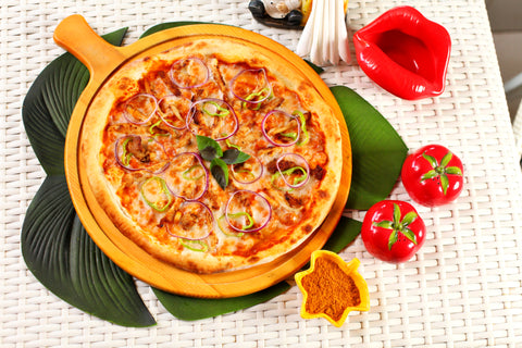 Half Nigerian Chicken Suya Pizza